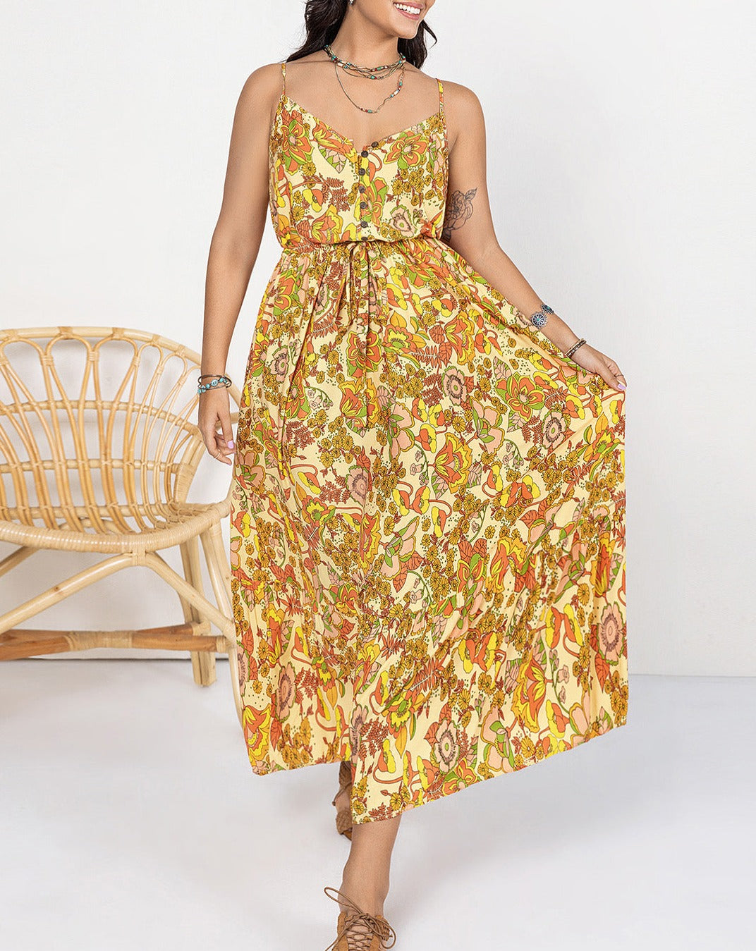 Plus Size Take Me on A VACAY V-Neck Maxi Cami Dress