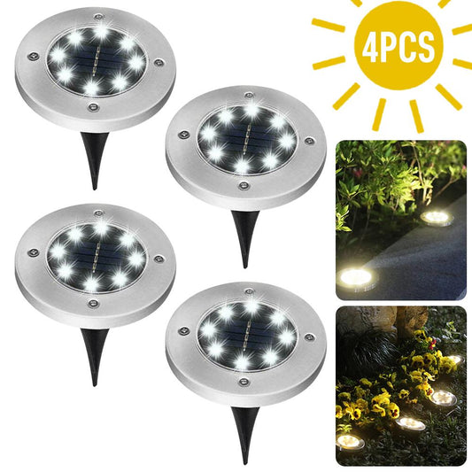 4 LEDs Solar Powered Outdoor Pathway Garden Decking Lamps