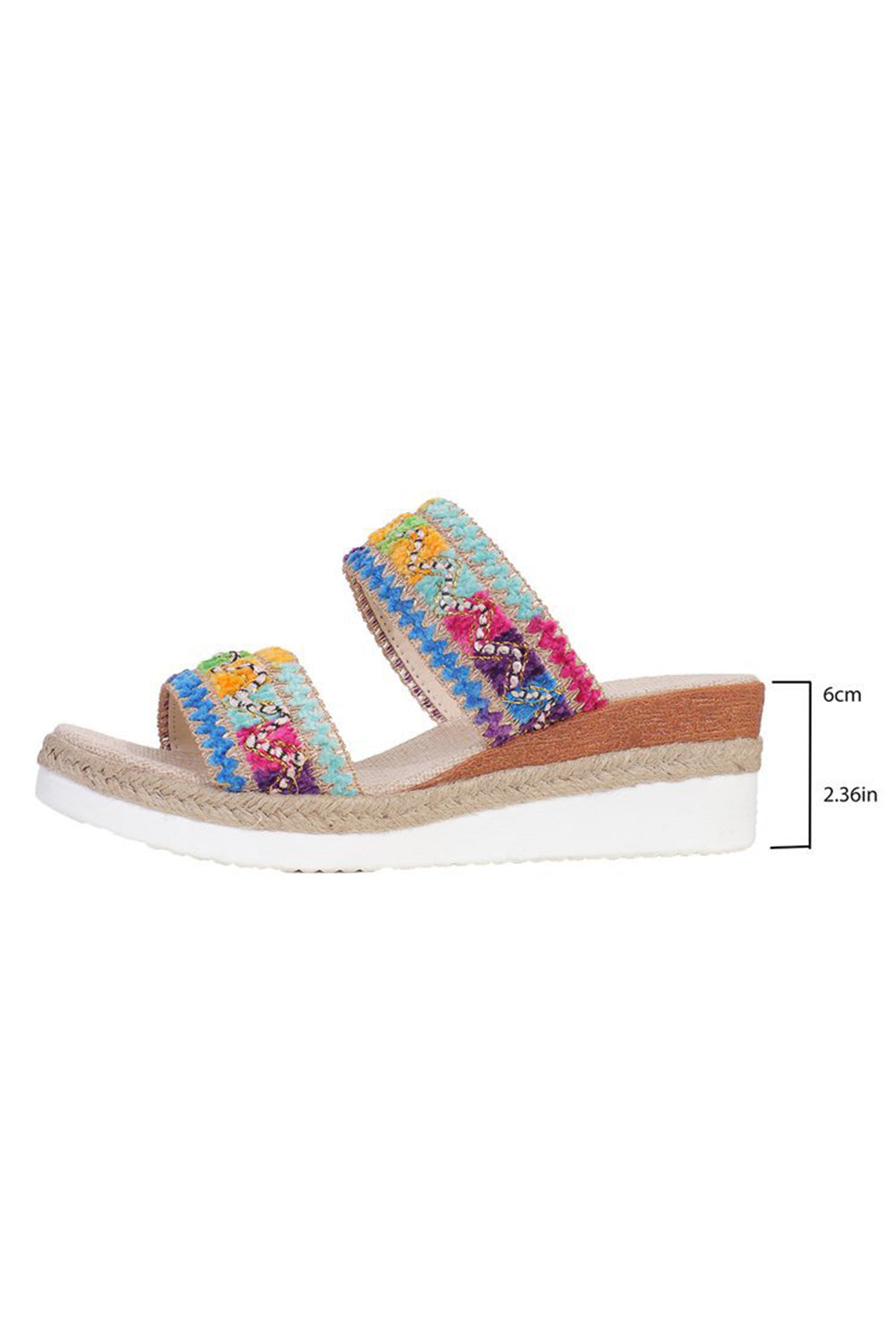 Multicolor Sequin Woven Wide Strap Wedge Shoes