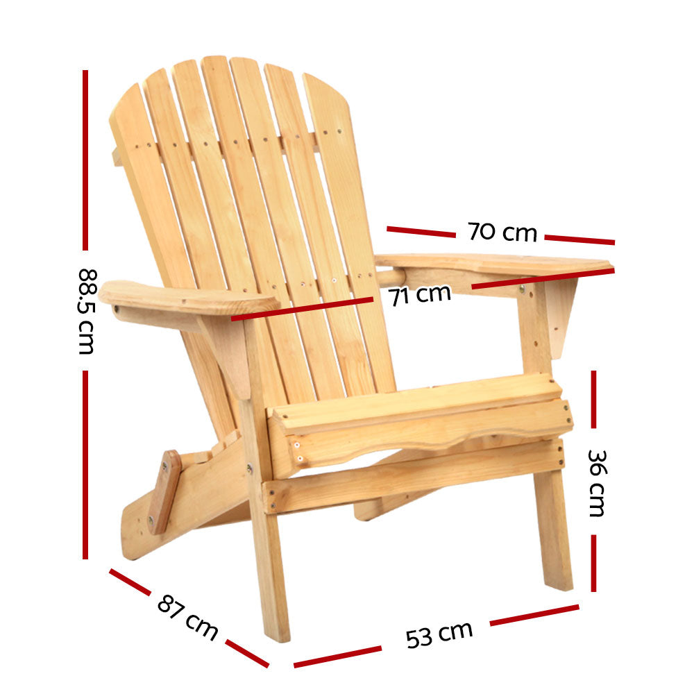 Gardeon Outdoor Chairs Furniture Beach Chair Lounge Wooden Adirondack