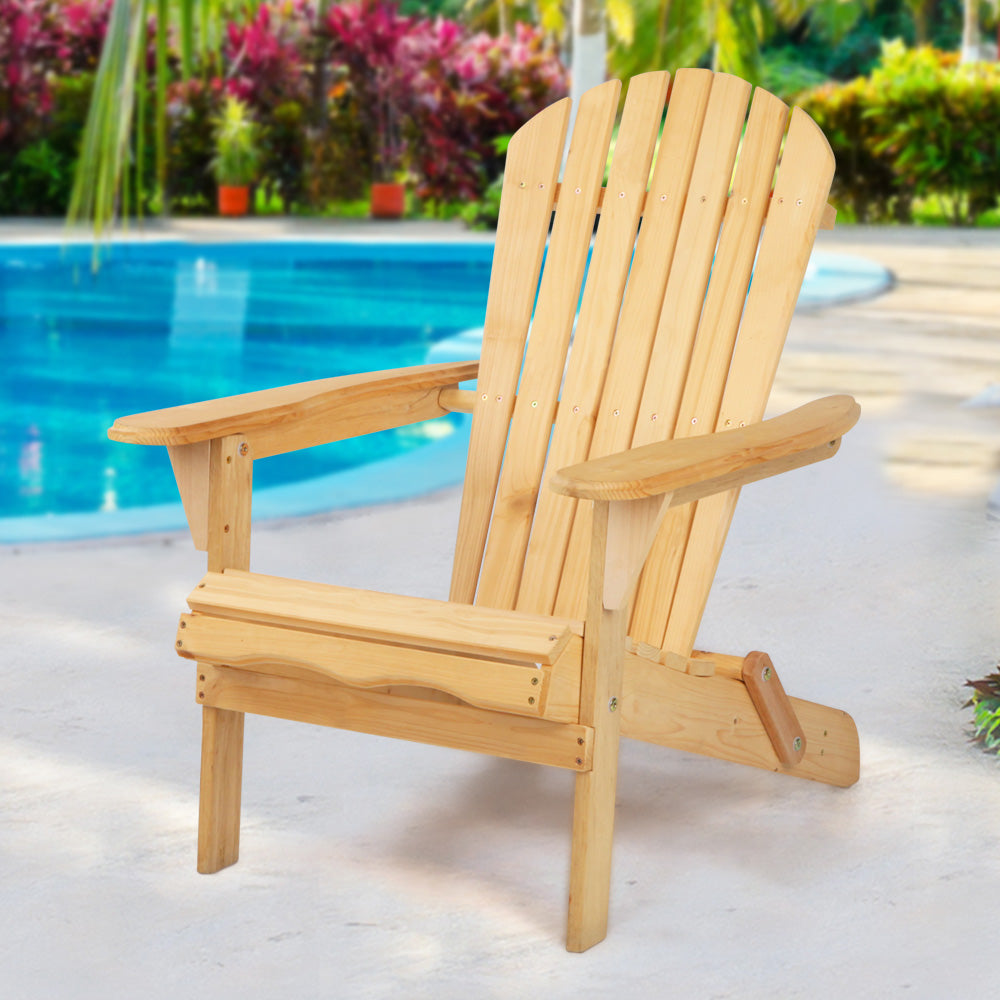 Gardeon Outdoor Chairs Furniture Beach Chair Lounge Wooden Adirondack