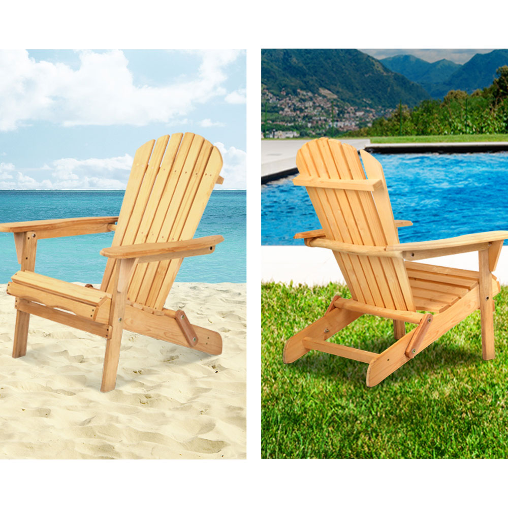 Gardeon Outdoor Chairs Furniture Beach Chair Lounge Wooden Adirondack