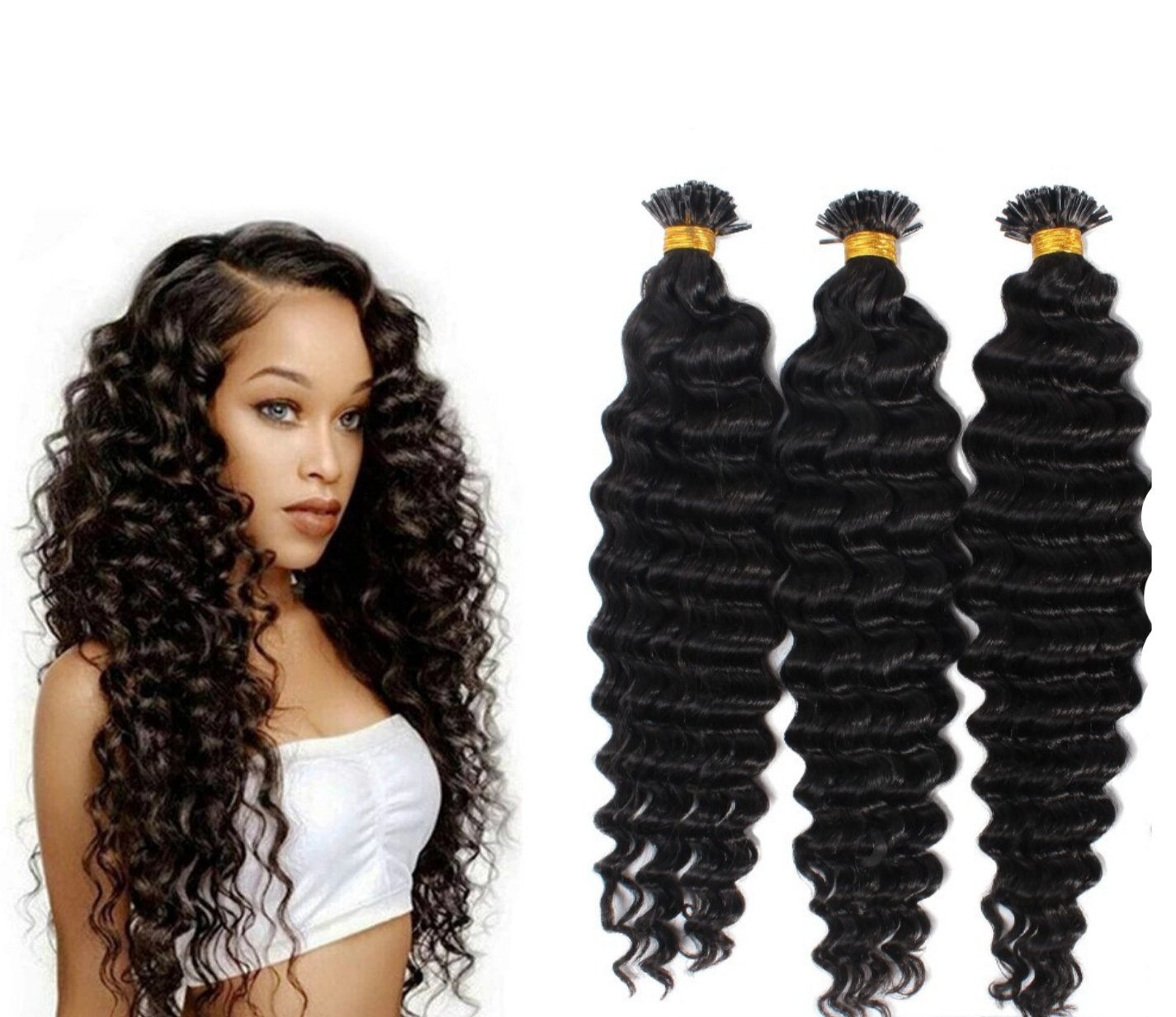 10A Brazilian Deep Wave Human Hair i Tip Microlinks Braiding Human Hair