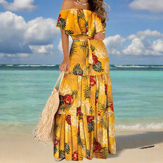 Island Vibez Off-shoulder Maxi Dress