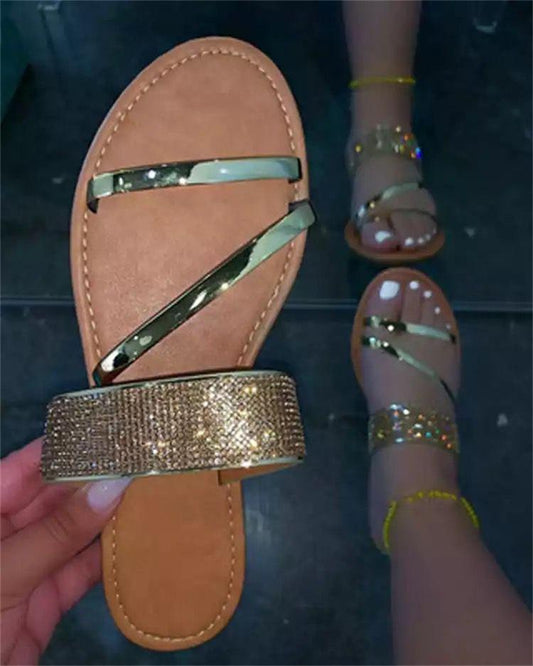 Alli Rhinestone flat slippers