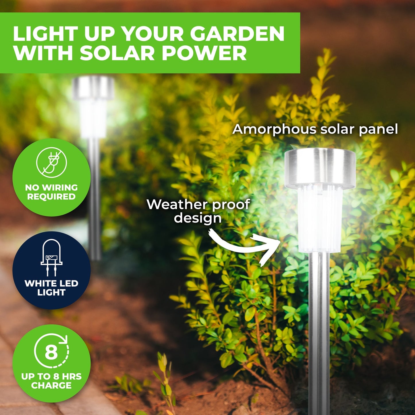 Garden Greens 48PCE Solar Garden/Path Lights Weather Proof Design