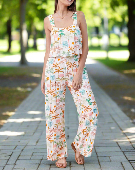 Zoey Printed Wide Strap Top and Pants Set