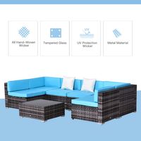 Outsunny 7 Piece Rattan Sofa Set Outdoor Furniture Patio Set