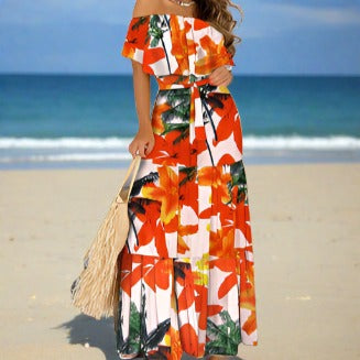 Island Vibez Off-shoulder Maxi Dress