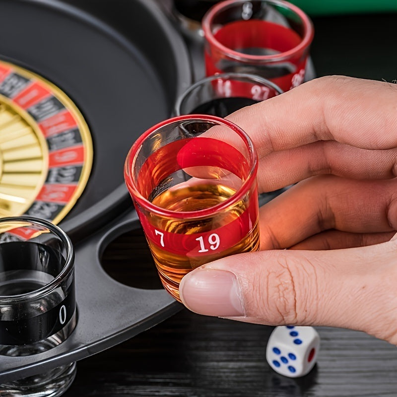 Drinking Game Set Shot Glass Roulette Casino Adult Party Games (2 Balls And 16 Glasses)