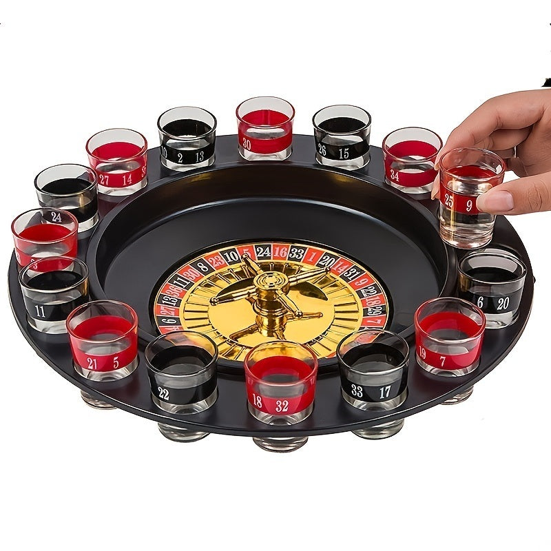 Drinking Game Set Shot Glass Roulette Casino Adult Party Games (2 Balls And 16 Glasses)