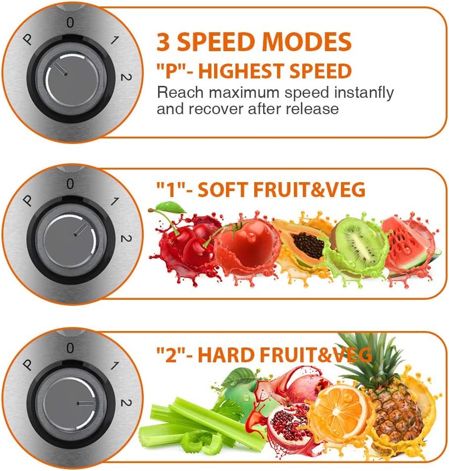 KOIOS Centrifugal Juicer Machines;  Juice Extractor with Extra Large 3inch Feed Chute Filter;  High Juice Yield for Fruits and Vegetables;  Easy to Clean;  100% BPA-Free;  1200W Dishwasher Safe