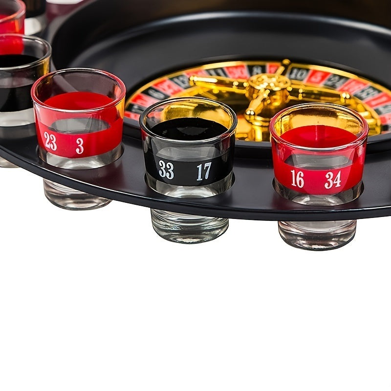 Drinking Game Set Shot Glass Roulette Casino Adult Party Games (2 Balls And 16 Glasses)