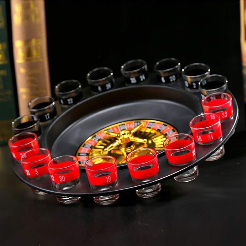 Drinking Game Set Shot Glass Roulette Casino Adult Party Games (2 Balls And 16 Glasses)