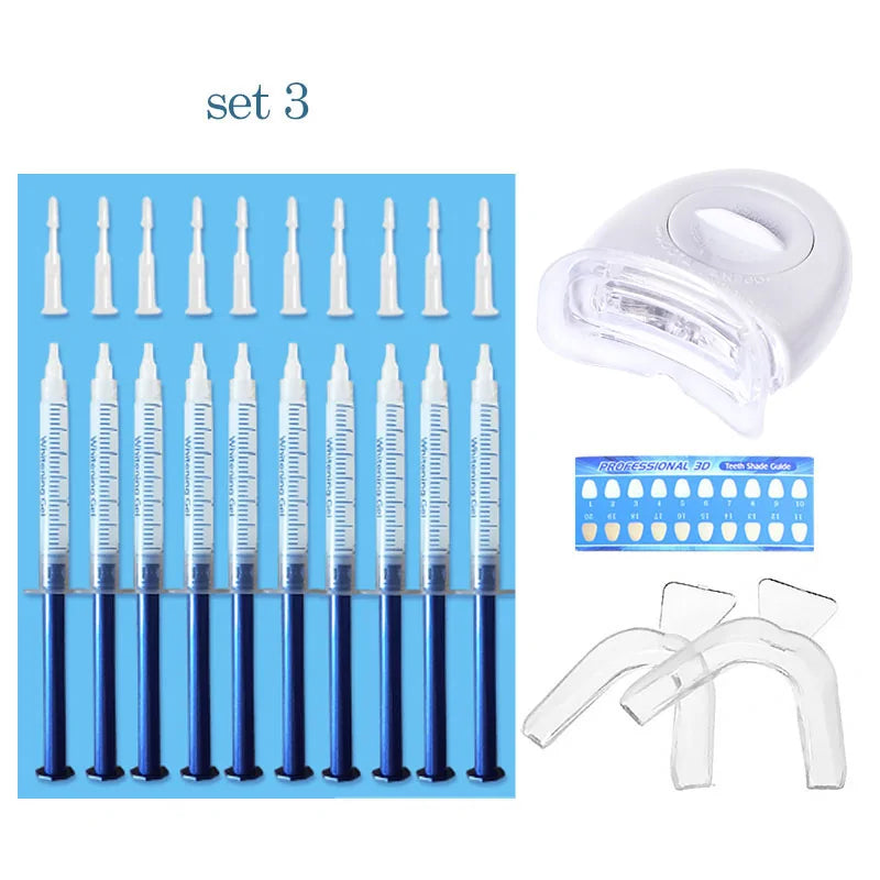 Professional Teeth Whitening Kit with Peroxide Gel and LED Light